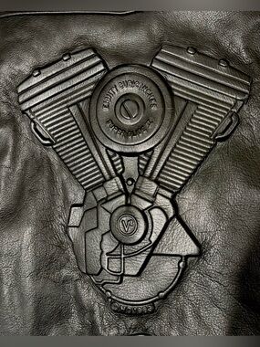 Authentic Harley-Davidson Embossed V Twin Engine Black Leather Jacket XXL Zip